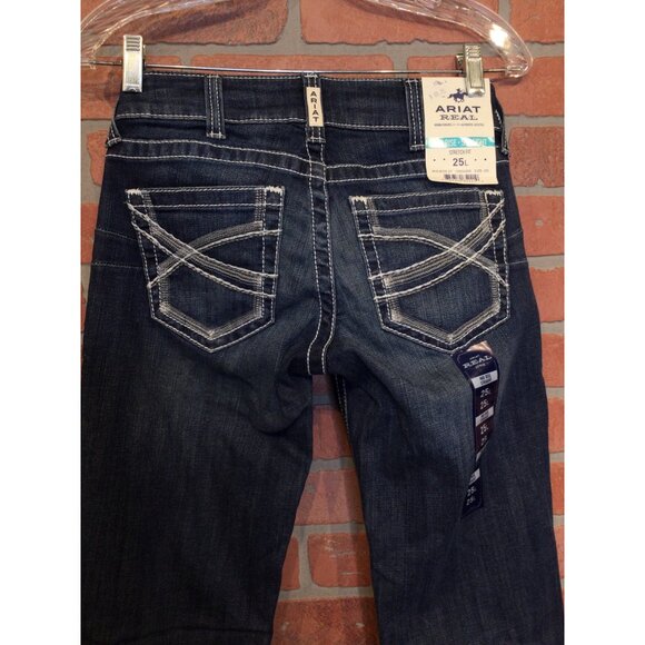 NWT Ariat Real Denim Womens Mid Rise Straight Stretch Jeans Size 25 L Western - Picture 2 of 7